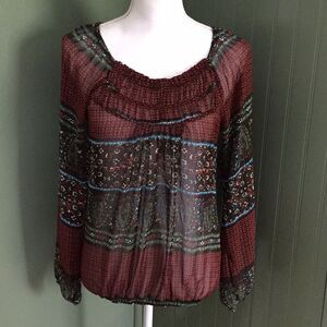 Maurices Boho Elastic Waist Small Lightweight Spring Semi Sheer